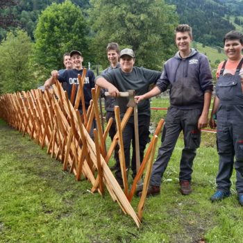 Schüler erstellen einen Pinzga Zaun